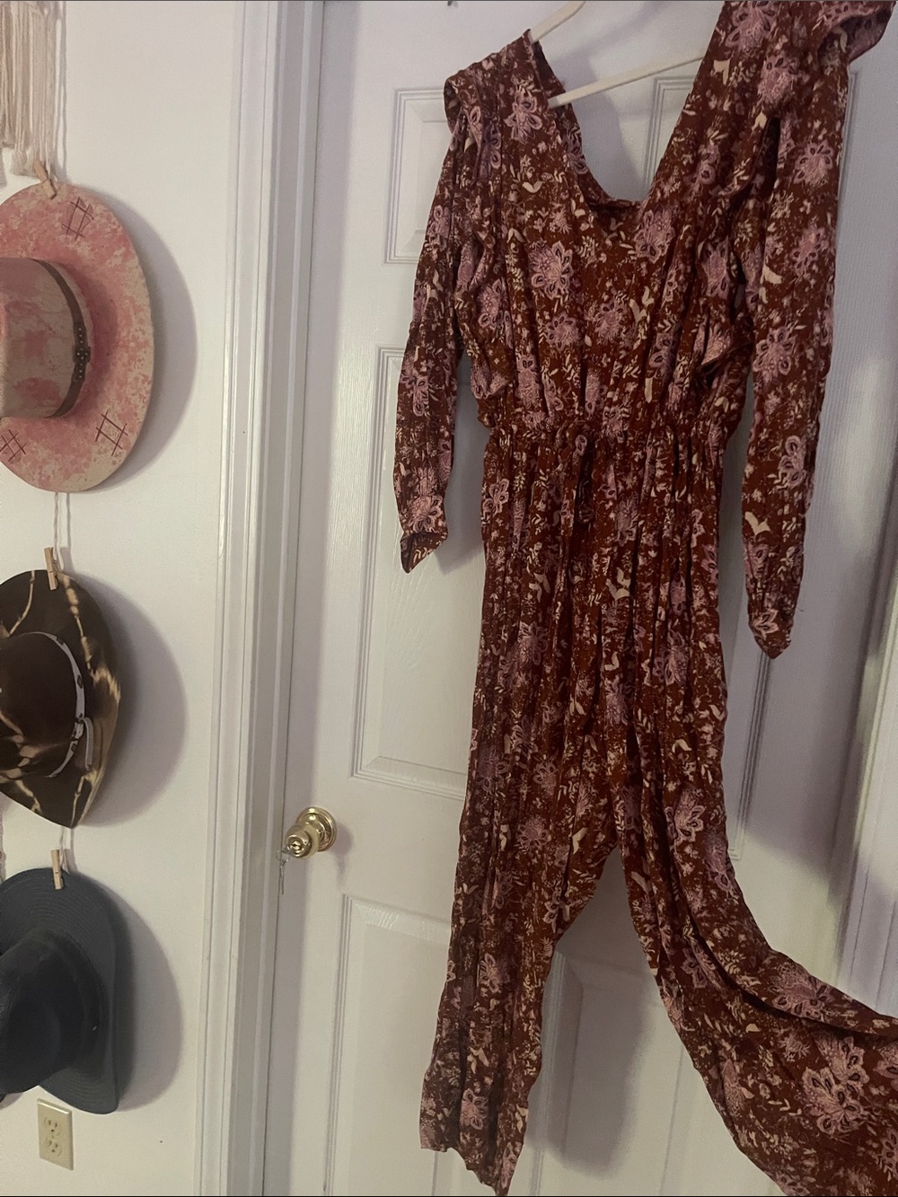 FREE PEOPLE Rust Floral Jumpsuit
